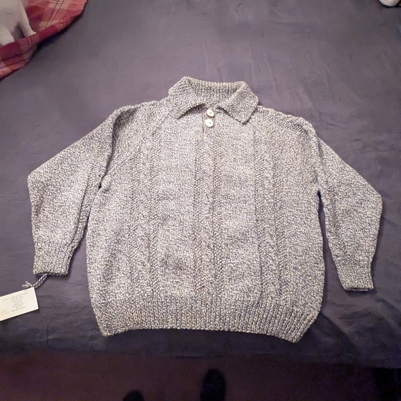 Men's Gray Sweater with Button Detail - Picture 2 of 14